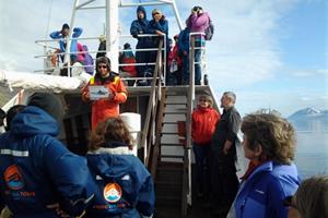 The guide telling about whales