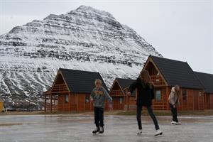 Ice skating by the cottages 