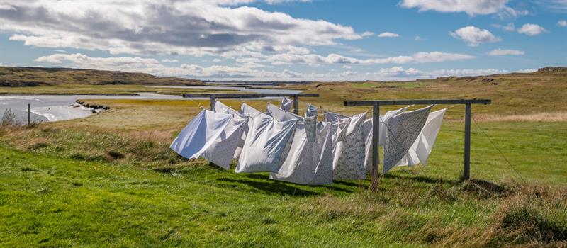 Laundry drying at accommodation Ensku Húsin in West Iceland Laundry drying at accommodation Ensku Húsin in West Iceland