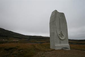 Memorial to Jón Eiríksson, lawyer, who was born on Skálafell in 1728  