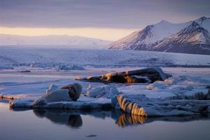 Icebergs at sunset