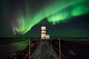 Northern Lights over Garður Lighthouse