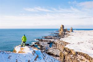 Lóndrangar Cliffs in Winter