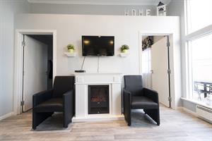Fireplace in the 7 person cottage