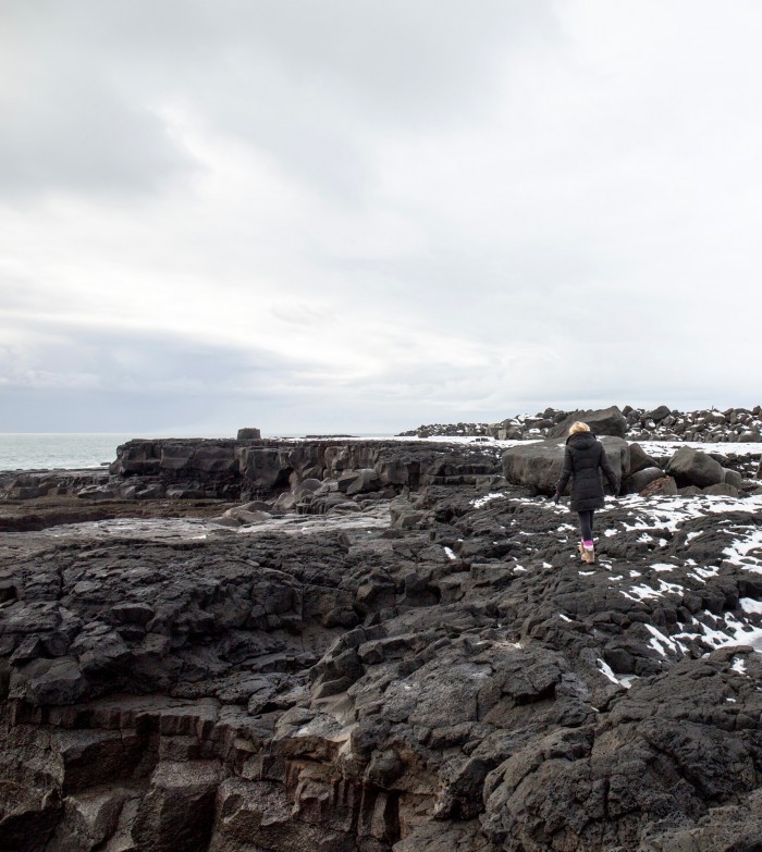 Walking on basalt rock Walking on basalt rock