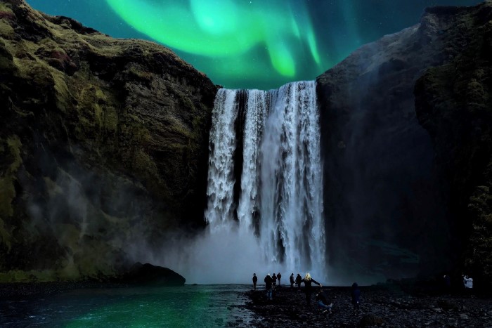 Northern Lights over Skógafoss Waterfall Northern Lights over Skógafoss Waterfall