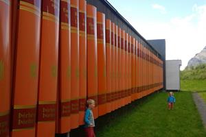 Wall of books at Thorbergur Centre
