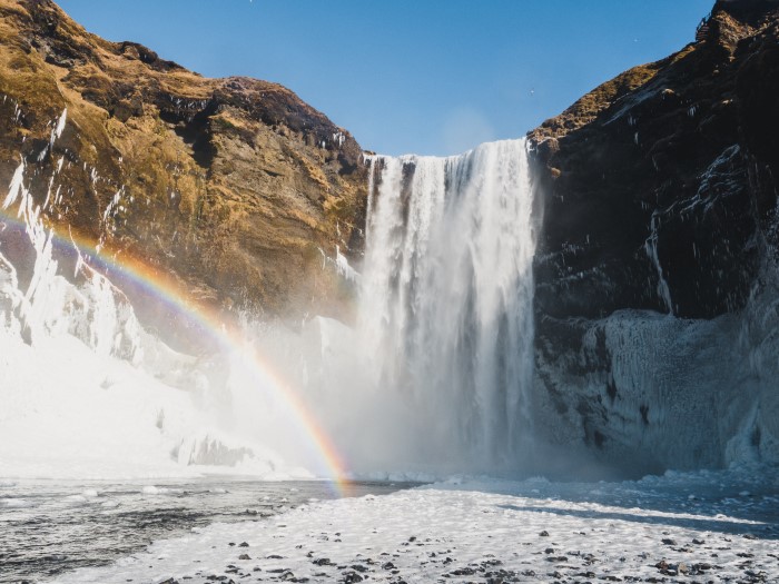 Skógafoss Waterfall in winter Skógafoss Waterfall in winter
