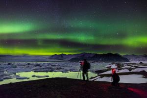Northern lights at Jökulsárlón Glacier Lagoon