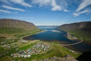 Ísafjörður town during summer