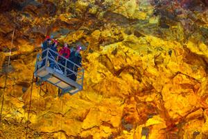 Entering the volcano