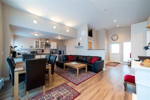 Living room and a kitchen in the 6 person cottage