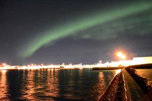 Northern Lights over the harbour